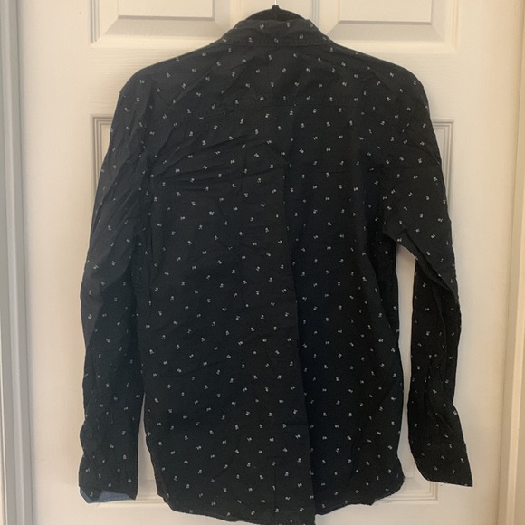 Navy long sleeve patterned shirt Sz M - Picture 3 of 4